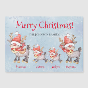 Magnétique Reindeer Family Carte de Noël Joyeux Personnalisée