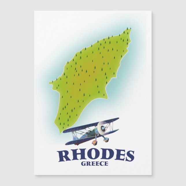 Magnétique Rhodes, affiche de voyage sur la carte de l'île de (Devant)
