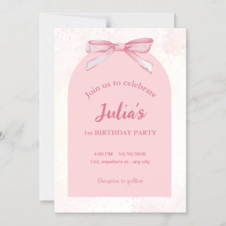 Magnétique Rose 1er anniversaire Invitation de fête fille