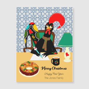 Magnétique Salutations de Noël avec carte Rooster Portugaise