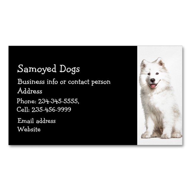 Magnétique Samoyé Chiens éleveur Carte de visite de l'animal (devant)