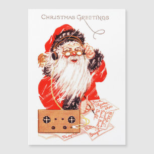Magnétique Santa Claus vintage Avec Carte De Vacances Radio H