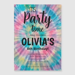 Magnétique Tie Dye Invitation Anniversaire Rainbow Tie Dye An