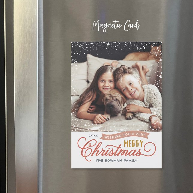 Magnétique Très Joyeux Script Magnetic Holiday Carte photo (Créateur téléchargé)