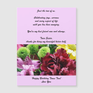 Magnétique Twin Sisters Anniversaire Carte de voeux magnétiqu