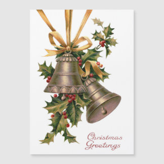 Magnétique Vintage Christmas Bells Carte de vacances