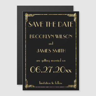 Magnetische Goldfolie Art Deco Hochzeit Save The D Magneteinladung