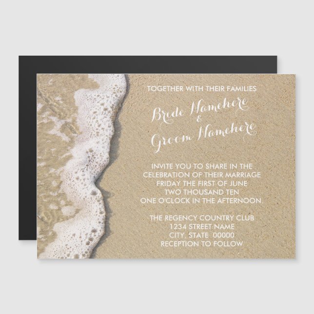 Magnetische Hochzeitseinladungen am Strand Magneteinladung (Vorne/Hinten)
