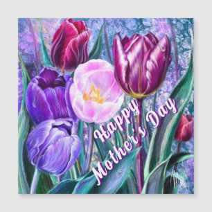 Magnetische Muttertags-Karte mit farbenfrohen Tulp Magnetkarte