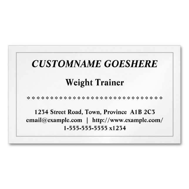 Magnetische Visitenkarte für herkömmliche Gewichts (Vorderseite)