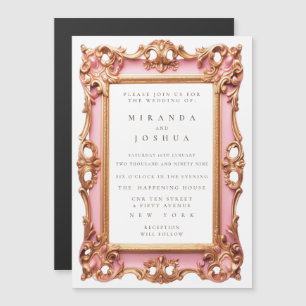Magnetischer Rosa Gold Verzierter Filigree-Rahmen Magneteinladung