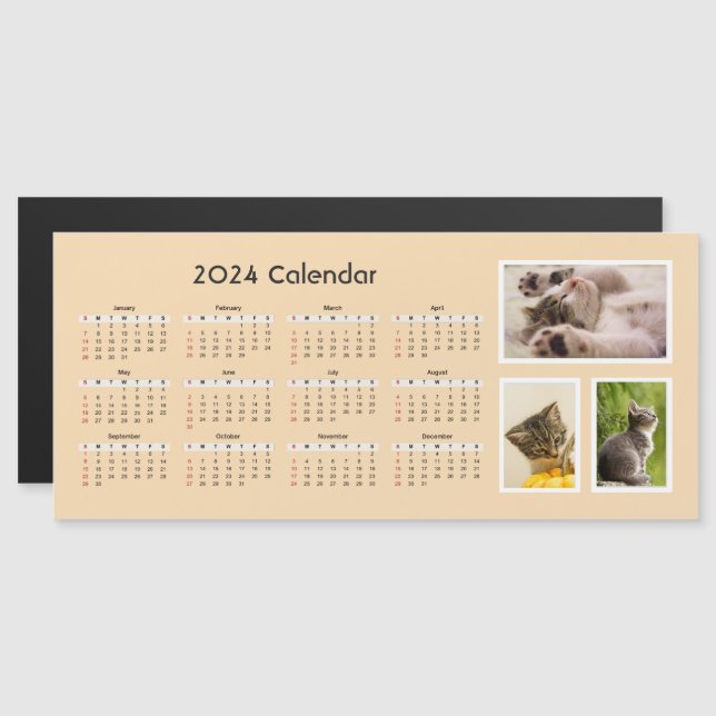 Magnetkalender 2024 - Kundenspezifisches Foto Magnetkarte (Vorne/Hinten)