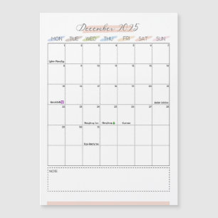 Magnetkalender Dezember 2025 Magnetkarte