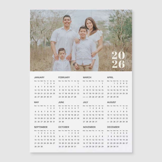Magnetkalender für 2026 benutzerdefiniertes Foto Magnetkarte (Vorderseite)