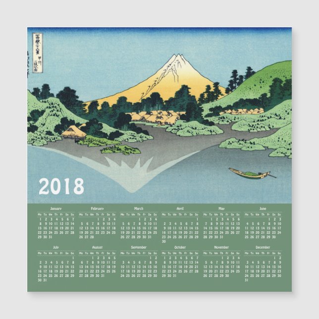 Magnetkarte 2018 Hokusai Kalenders (Vorderseite)