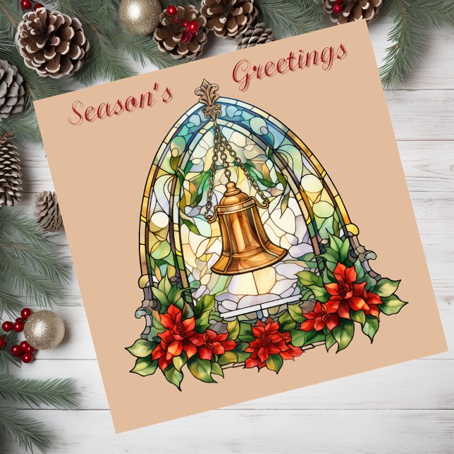 Magnetkarte aus festem Glas (Stained glass Christmas bell card.)