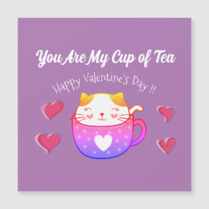 Magnetkarte mit einer Katze in einer Teetasse