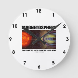 Magnetosphäre schützt die Erde vor Sonneneinstrahl Runde Wanduhr