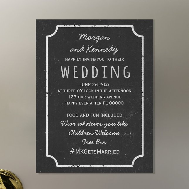 Magnetresonanztomographie Magnetkarte (A casual chalkboard vibe with this magnetic wedding invitation. Just add your details. Free Bar!)