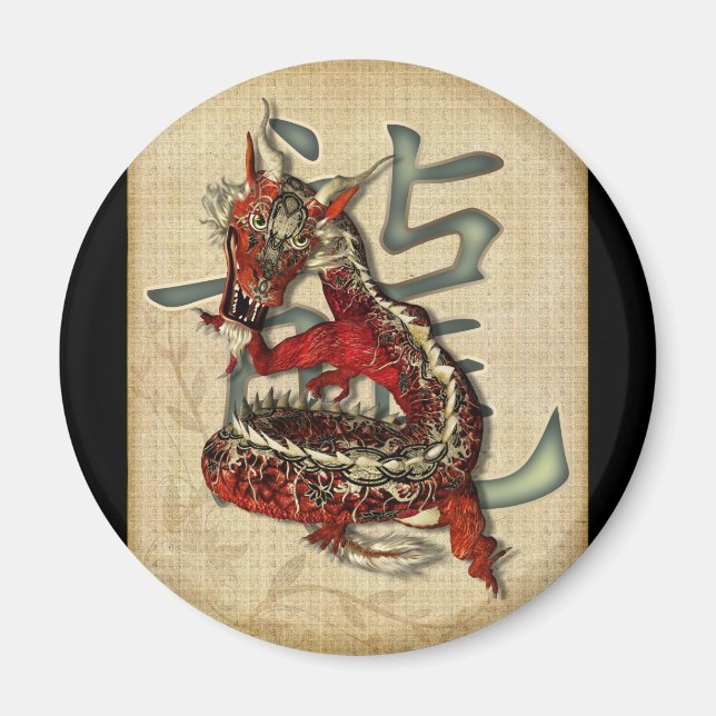 Magnets chinois du dragon rouge (Devant)