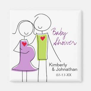 Magnets de Baby shower, violet et vert