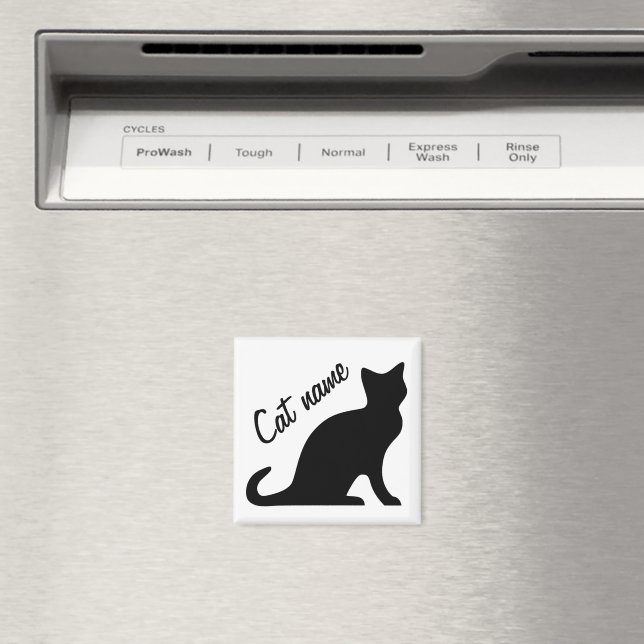 Magnets de chat noir | Nom de l'animal personnalis (In Situ (Lave-vaisselle))