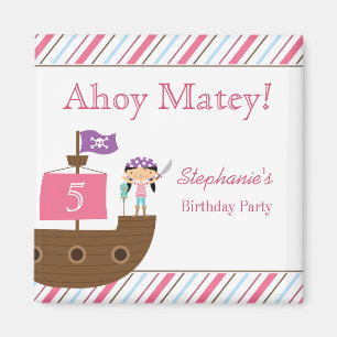 Magnets de la fête d'anniversaire de la fille rose
