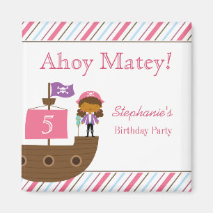 Magnets de la fête d'anniversaire de la fille rose