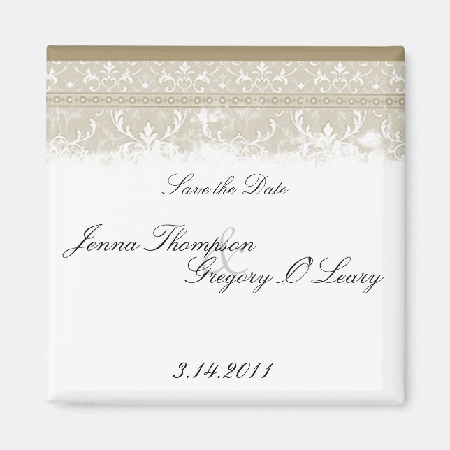 Magnets de mariage élégants vintage (Devant)