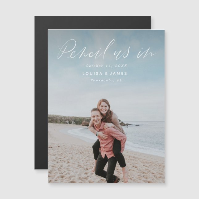 Magnetstift in Save the Date Fotokarte Magnetkarte (Vorne/Hinten)