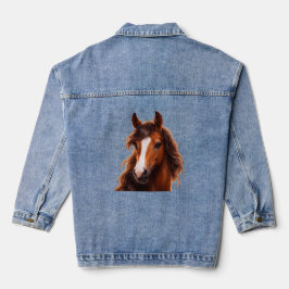 Magnificent Brown Horse Jeansjacke