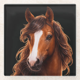 Magnificent, Brown horse with white blaze Glasuntersetzer