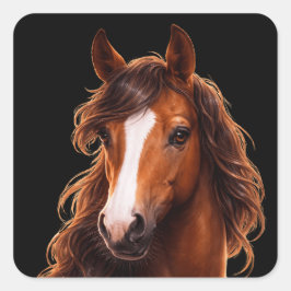 Magnificent, Brown horse with white blaze Quadratischer Aufkleber