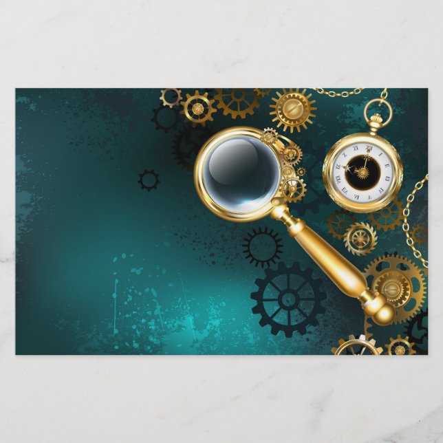 Magnifier in Steampunk Style Briefpapier (Vorderseite)