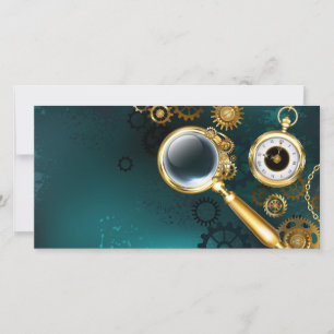 Magnifier in Steampunk Style Dankeskarte