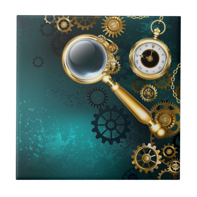 Magnifier in Steampunk Style Fliese (Vorderseite)