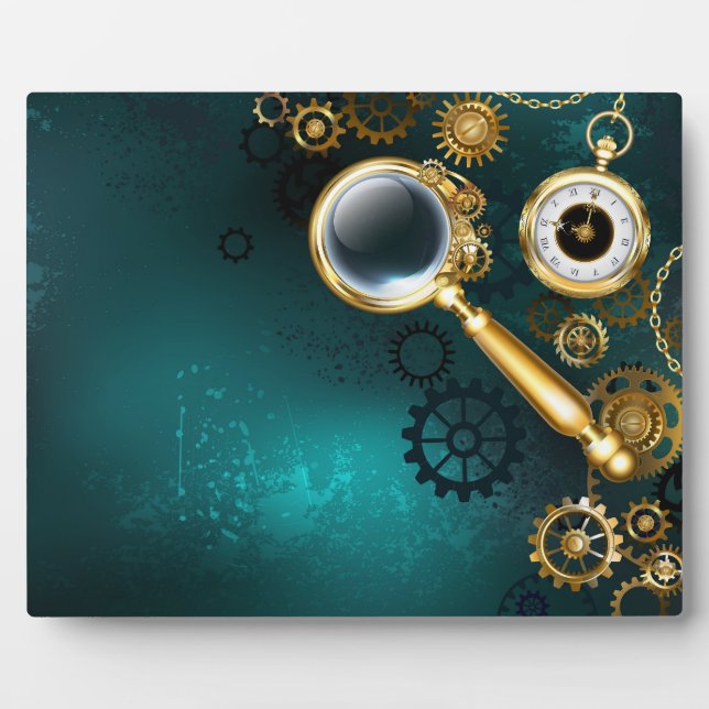 Magnifier in Steampunk Style Fotoplatte (Vorderseite)