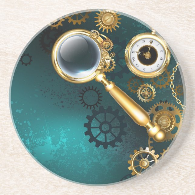 Magnifier in Steampunk Style Getränkeuntersetzer (Vorne)