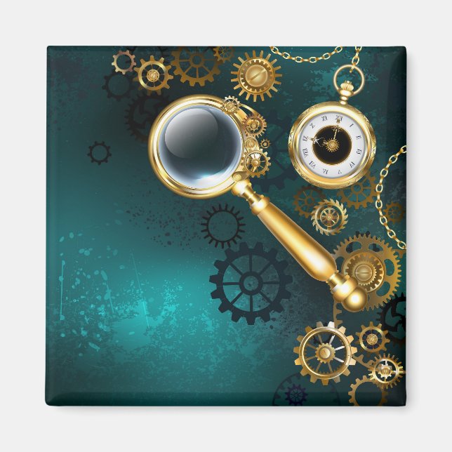 Magnifier in Steampunk Style Magnet (Vorne)