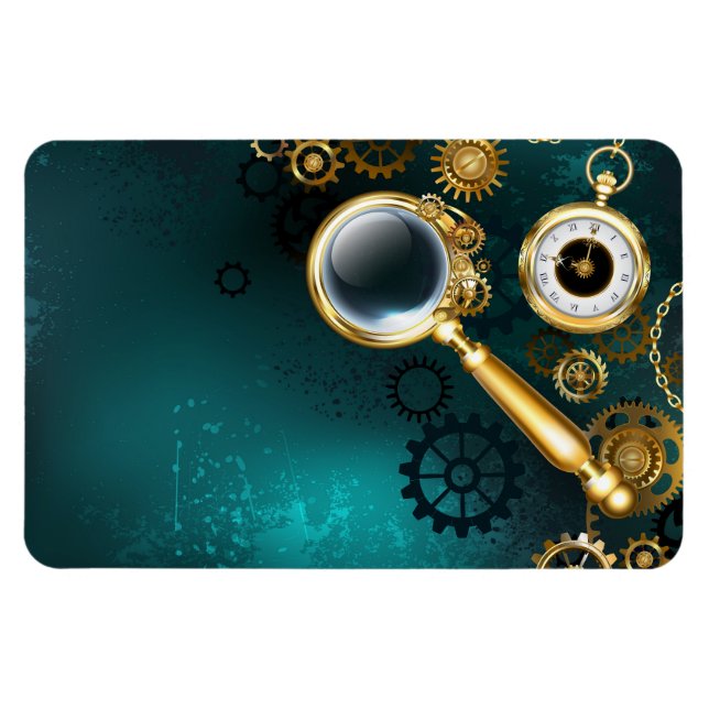 Magnifier in Steampunk Style Magnet (Horizontal)