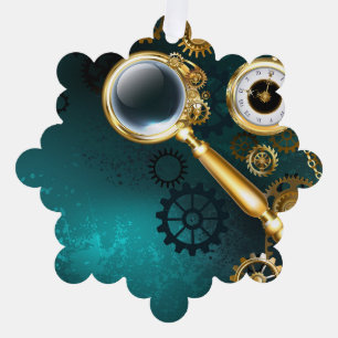 Magnifier in Steampunk Style Ornament Karte