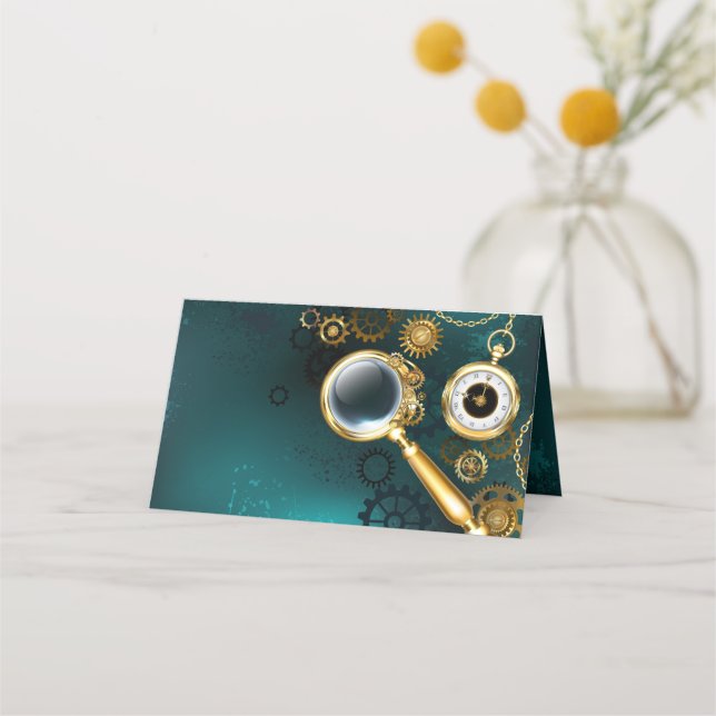 Magnifier in Steampunk Style Platzkarte (Vorderseite)