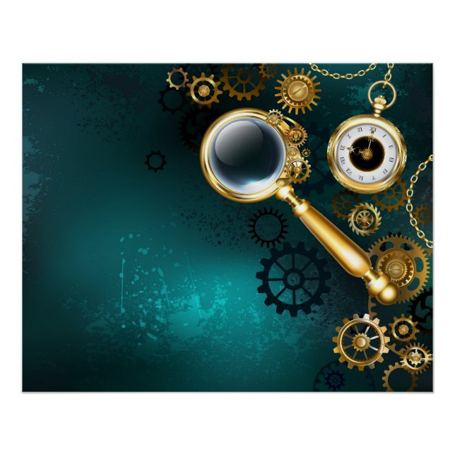 Magnifier in Steampunk Style Poster (Vorderseite)