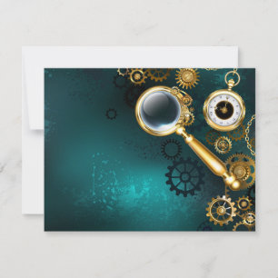 Magnifier in Steampunk Style RSVP Karte