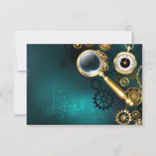 Magnifier in Steampunk Style RSVP Karte