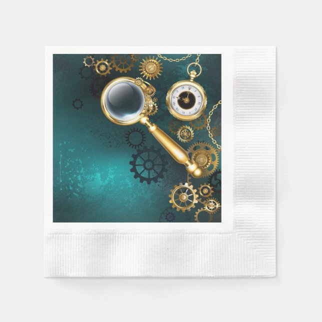Magnifier in Steampunk Style Serviette (Vorderseite)