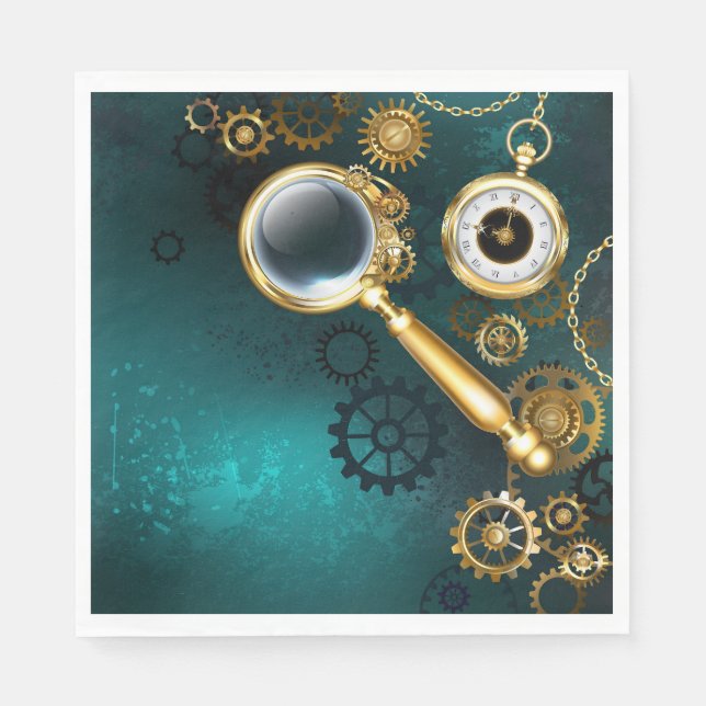 Magnifier in Steampunk Style Serviette (Vorderseite)