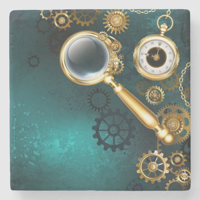 Magnifier in Steampunk Style Steinuntersetzer (Vorderseite)