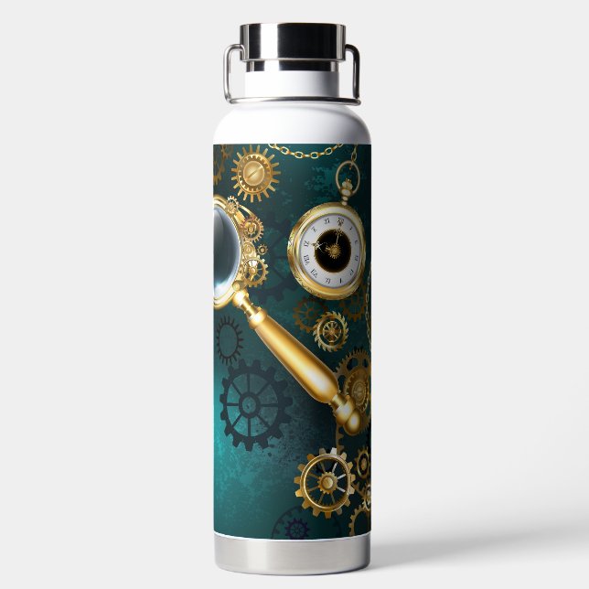 Magnifier in Steampunk Style Trinkflasche (Rückseite)
