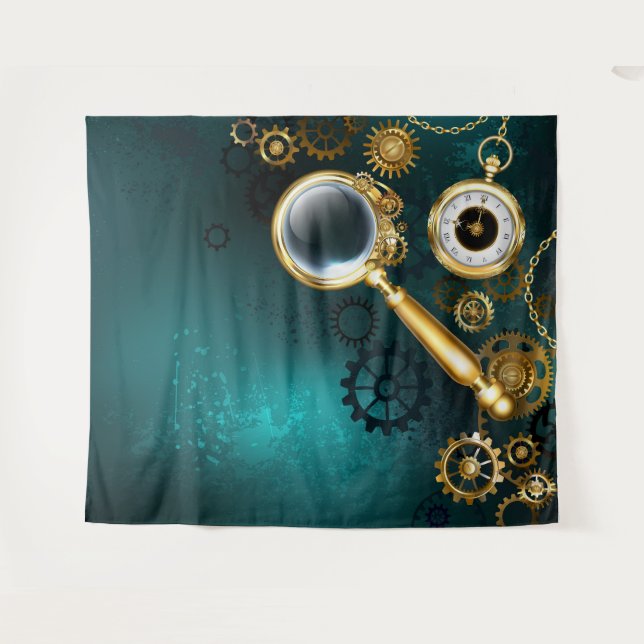 Magnifier in Steampunk Style Wandteppich (Vorderseite (Horizontal))